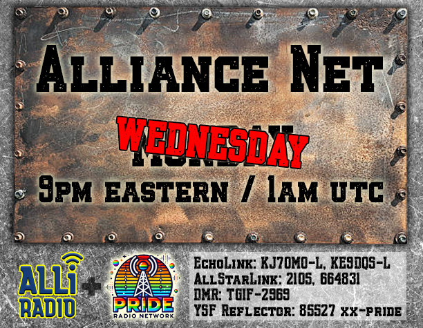 Echolink: KJ7OMO-L, KE9DQS-L, KC1MUR-L
AllStar Link: 2105, 664831, 68575
DMR: TGIF-2969
YSF Reflector: 85527 xx-pride